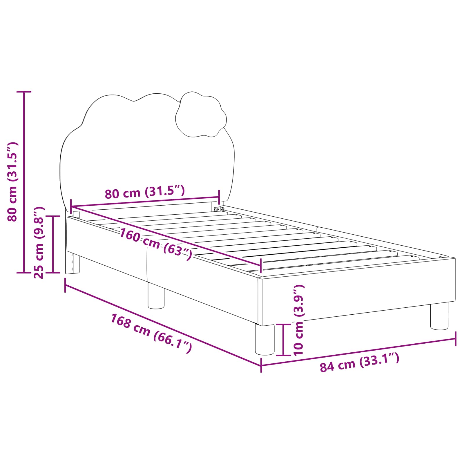 Barnsängram med sänggavel med huvudgavel Blå 80 x 160 cm PU