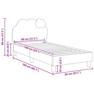 Barnsängram med sänggavel med huvudgavel Blå 80 x 160 cm PU