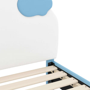 Barnsängram med sänggavel med huvudgavel Blå 90 x 190 cm PU