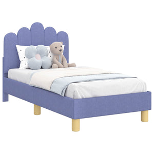 Sängram för småbarn med huvudgavel Jeansblå 70 x 140 cm tyg