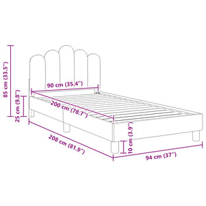 Barnsängram med sänggavel med huvudgavel Svart 90 x 200 cm tyg