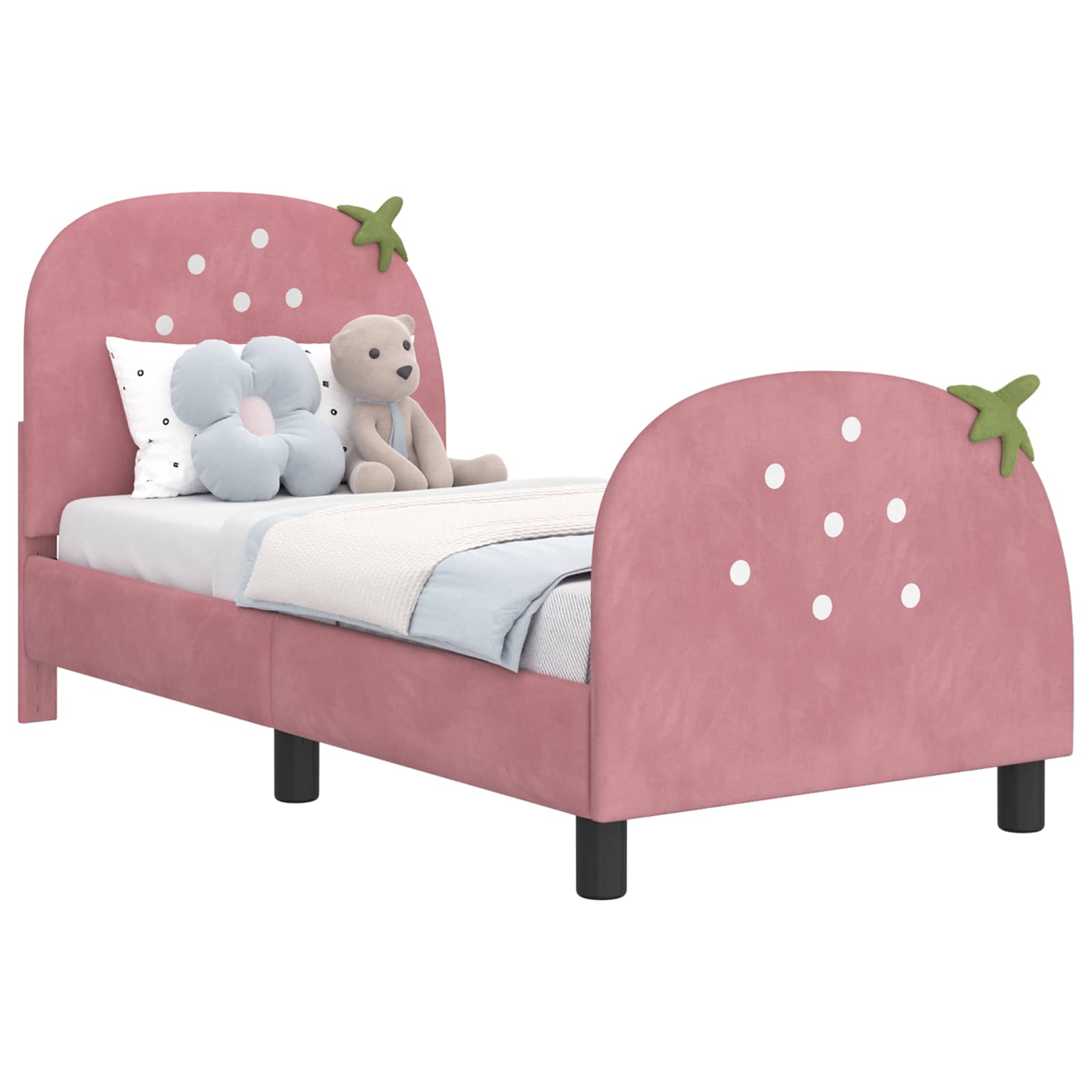 Sängram för småbarn med huvudgavel Rosa 70 x 140 cm Sammet