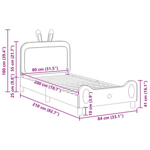 Barnsängram med sänggavel med huvudgavel Rosa 80 x 200 cm PU