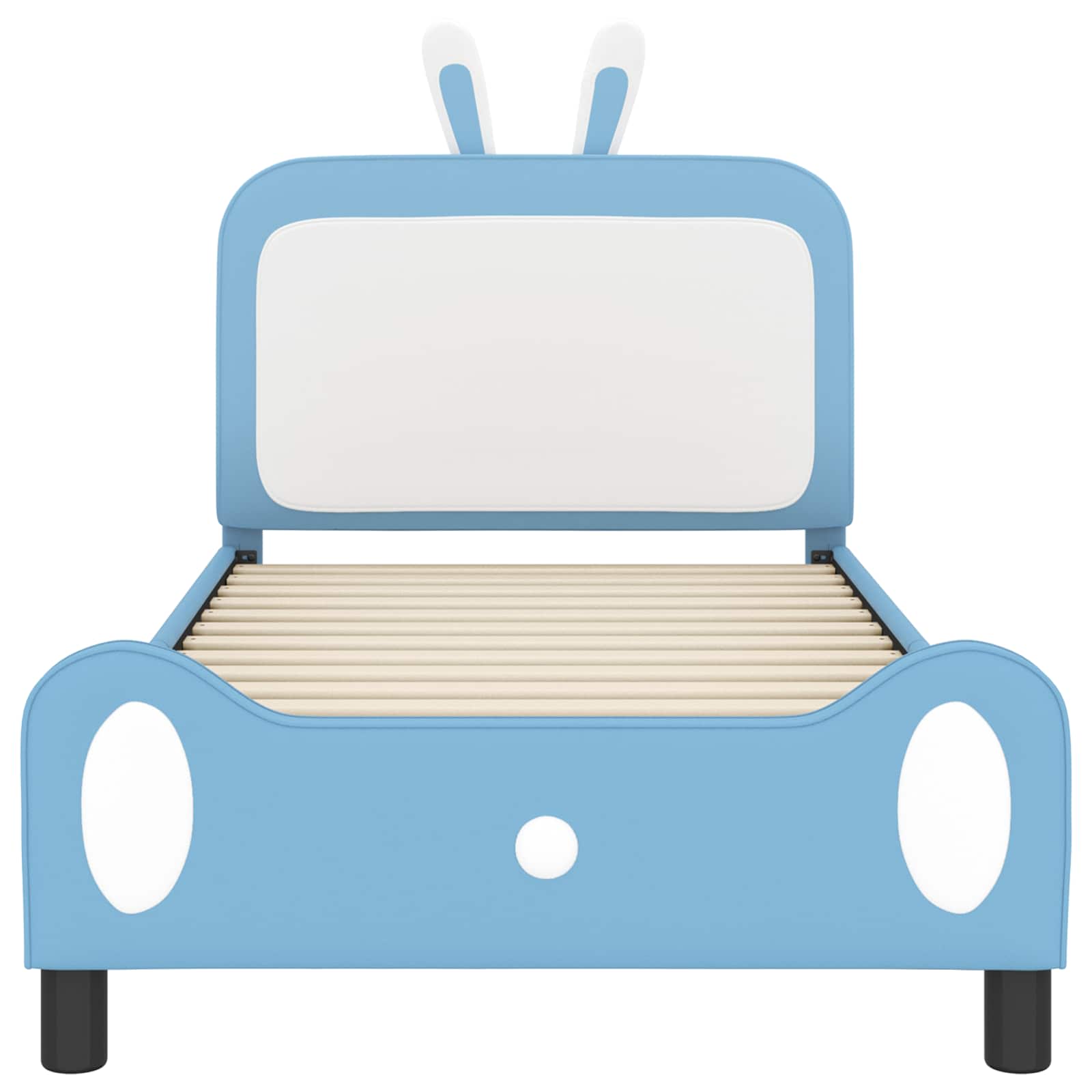 Barnsängram med sänggavel med huvudgavel Blå 90 x 190 cm PU