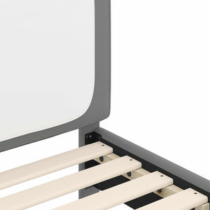 Barnsängram med sänggavel med huvudgavel Ljusgrå 90 x 190 cm PU