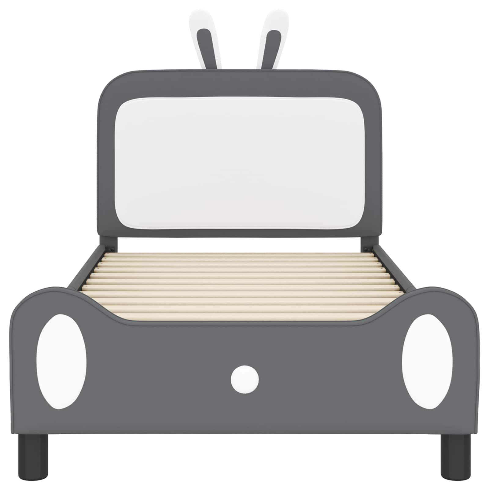 Barnsängram med sänggavel med huvudgavel Ljusgrå 90 x 200 cm PU