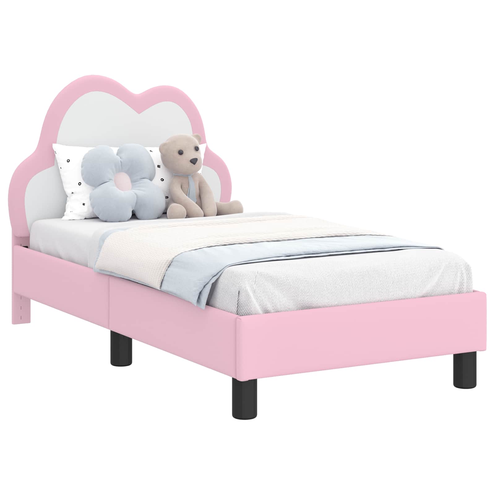 Sängram för småbarn med huvudgavel Rosa 70 x 140 cm PU