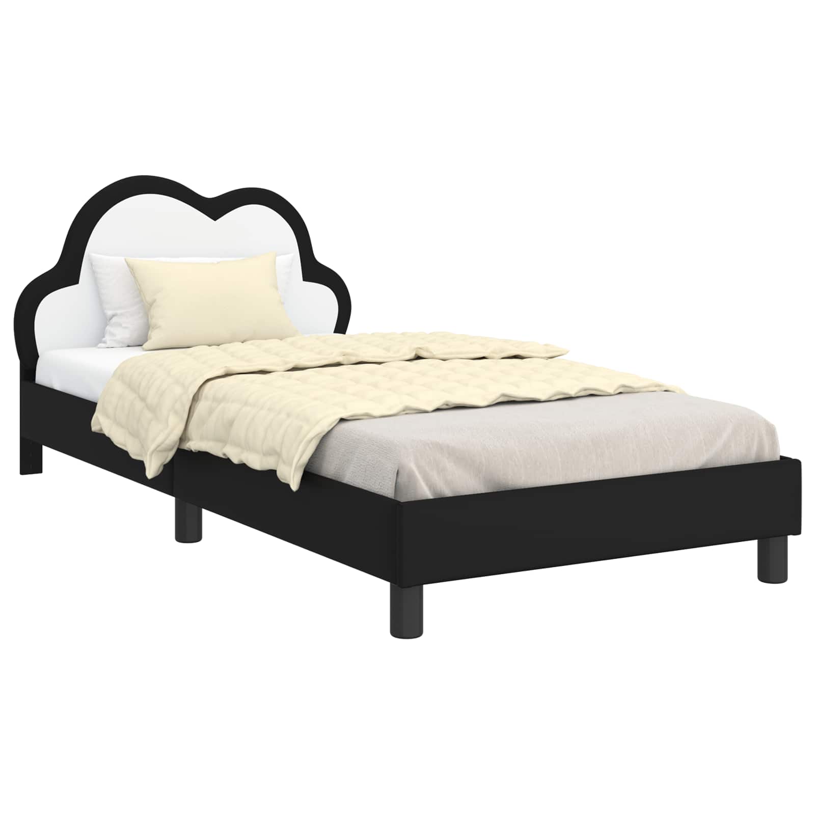 Barnsängram med sänggavel Svart 90 x 190 cm PU