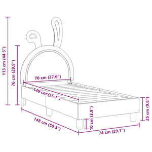Sängram för småbarn med huvudgavel Vit 70 x 140 cm PU