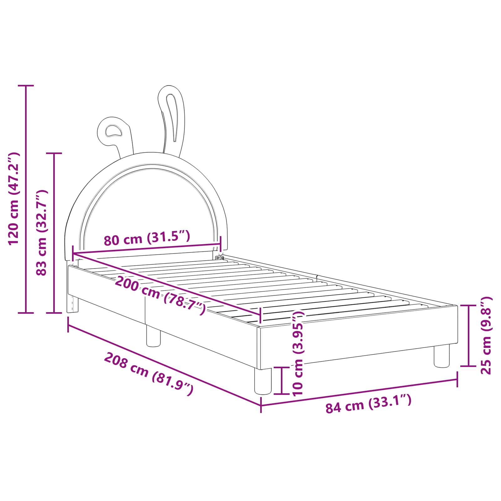 Barnsängram med sänggavel med huvudgavel Ljusgrå 80 x 200 cm PU