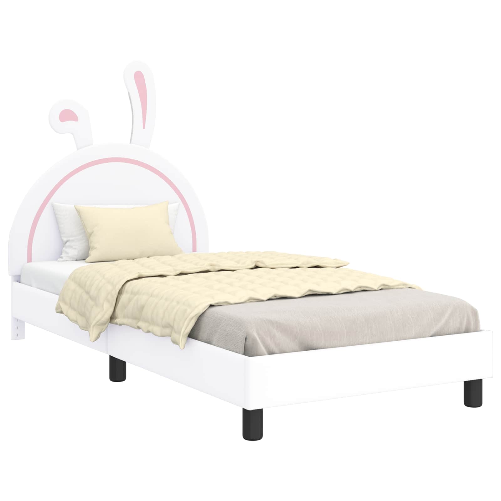 Barnsängram med sänggavel Vit 90 x 190 cm PU