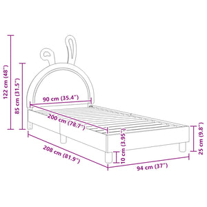 Barnsängram med sänggavel med huvudgavel Vit 90 x 200 cm PU