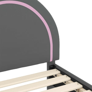 Barnsängram med sänggavel med huvudgavel Ljusgrå 90 x 200 cm PU