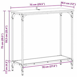 Konsolbord med hylla Svart ek 75 x 30.5 x 75 cm Konstruerat trä