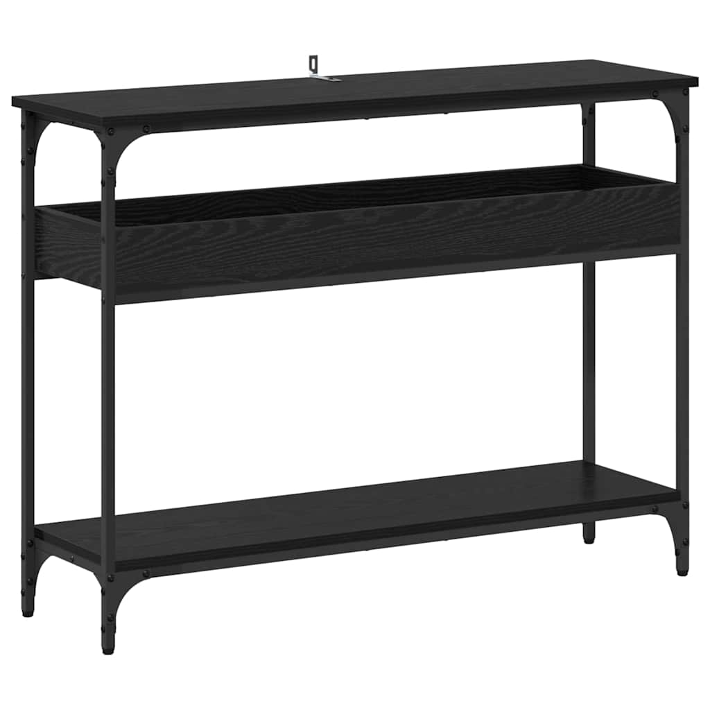 Konsolbord med hylla Svart ek 100 x 29 x 75 cm Konstruerat trä