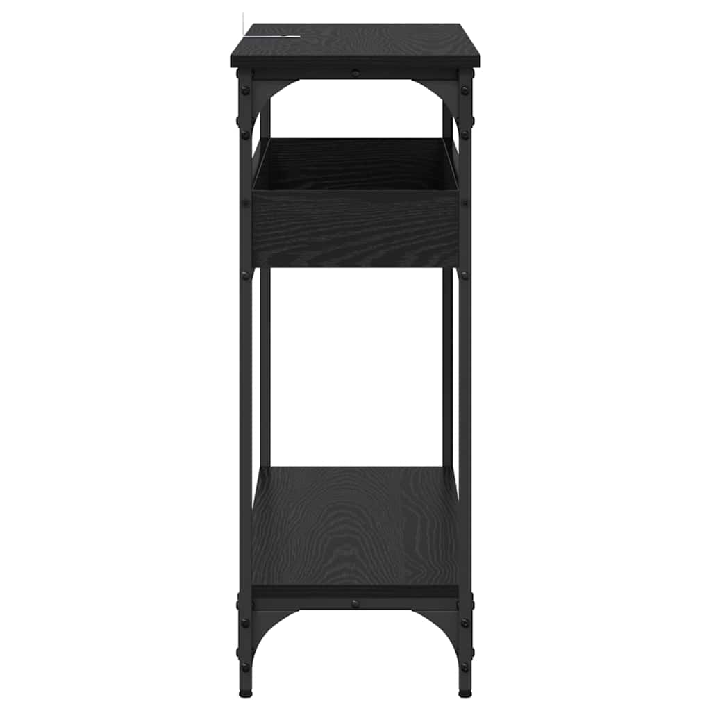 Konsolbord med hylla Svart ek 100 x 29 x 75 cm Konstruerat trä