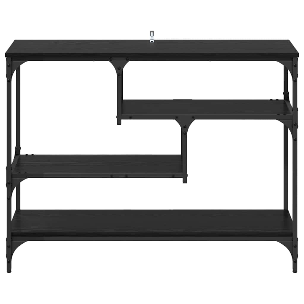 Konsolbord med hylla Svart Ek 100 x 30 x 75 cm Konstruerat trä