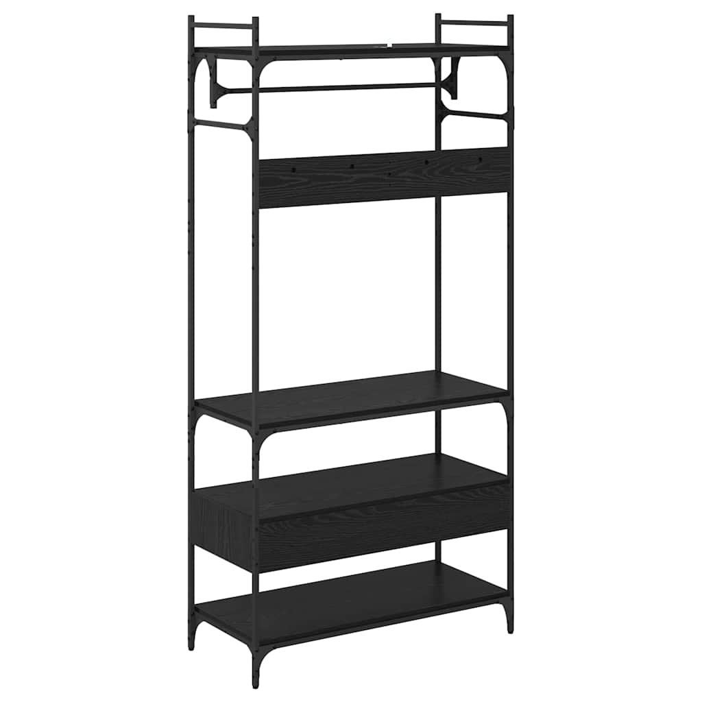 Garderob med låda Svart ek 89 x 39 x 184.5 cm Konstruerat trä