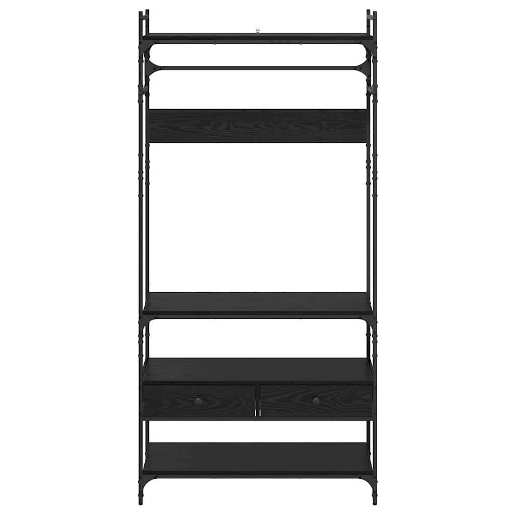 Garderob med låda Svart ek 89 x 39 x 184.5 cm Konstruerat trä