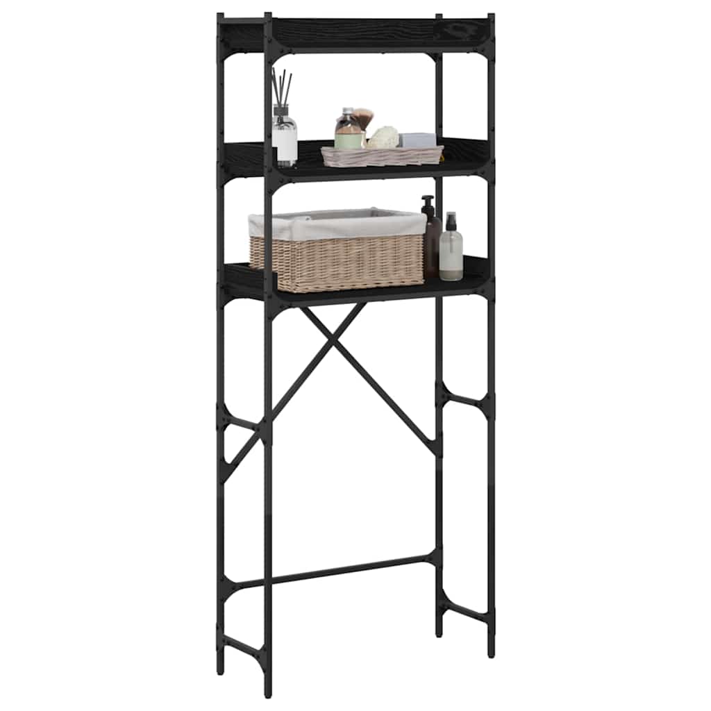 Tvättmaskins hylla Svart 0ak 67 x 25 x 163 cm Konstruerat trä