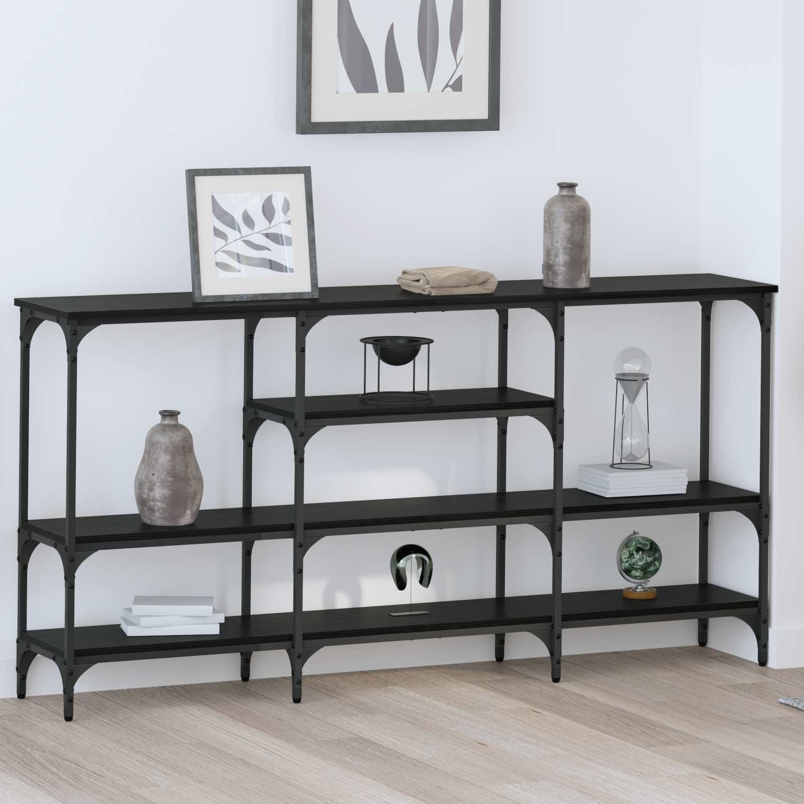 Konsolbord Svart ek 160 x 29 x 80 cm Konstruerat trä