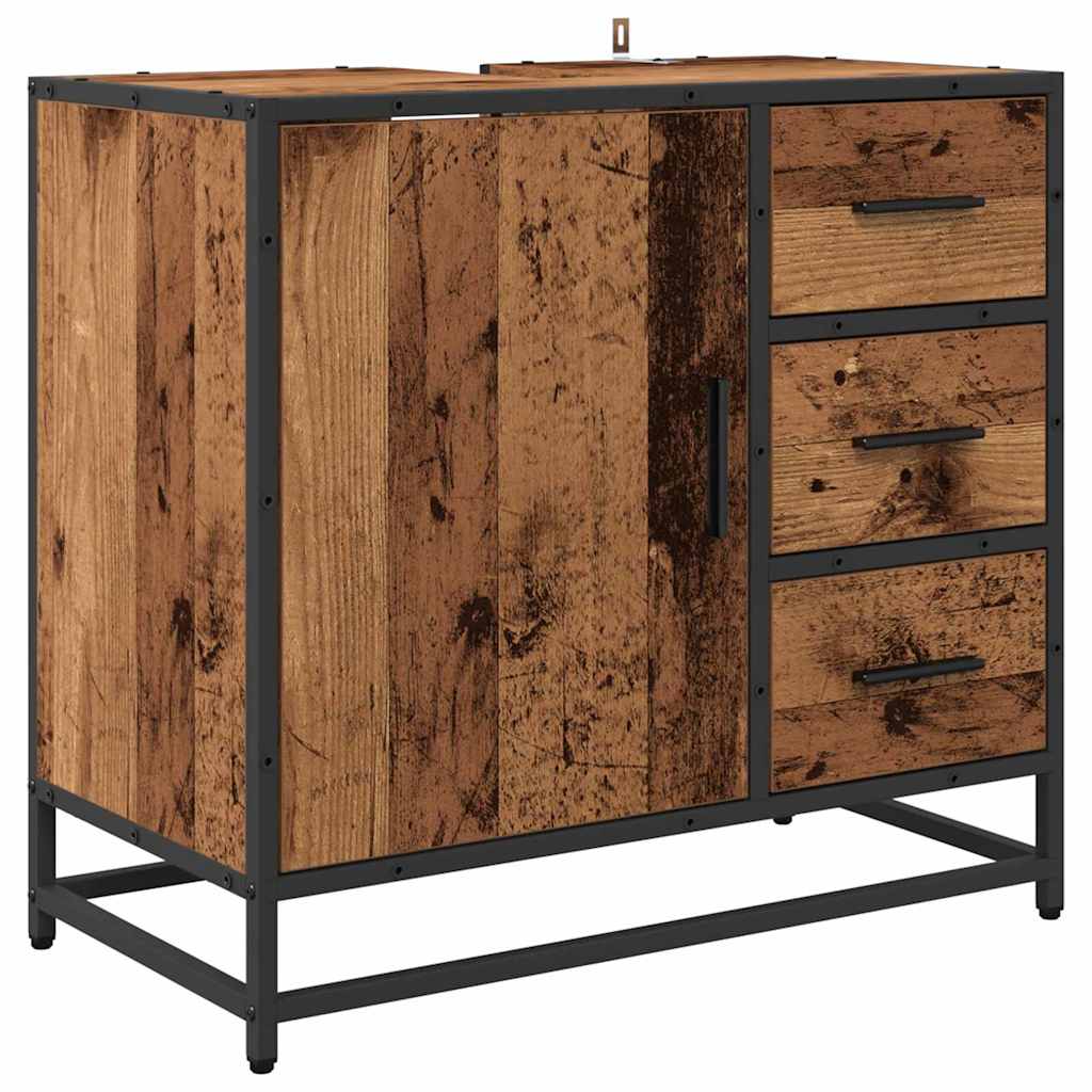 Badrumsskåp Gammalt trä 65 x 33 x 60 cm Konstruerat trä