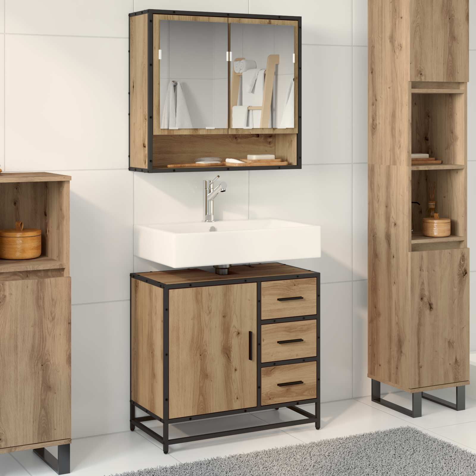 Badrumsskåp Artisan Ek 65 x 33 x 60 cm Konstruerat trä