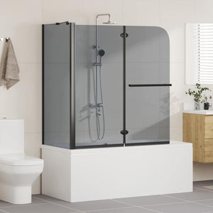 Dubbelfållad duschavskiljare Mörk transparent 120 x 67 x 129 cm