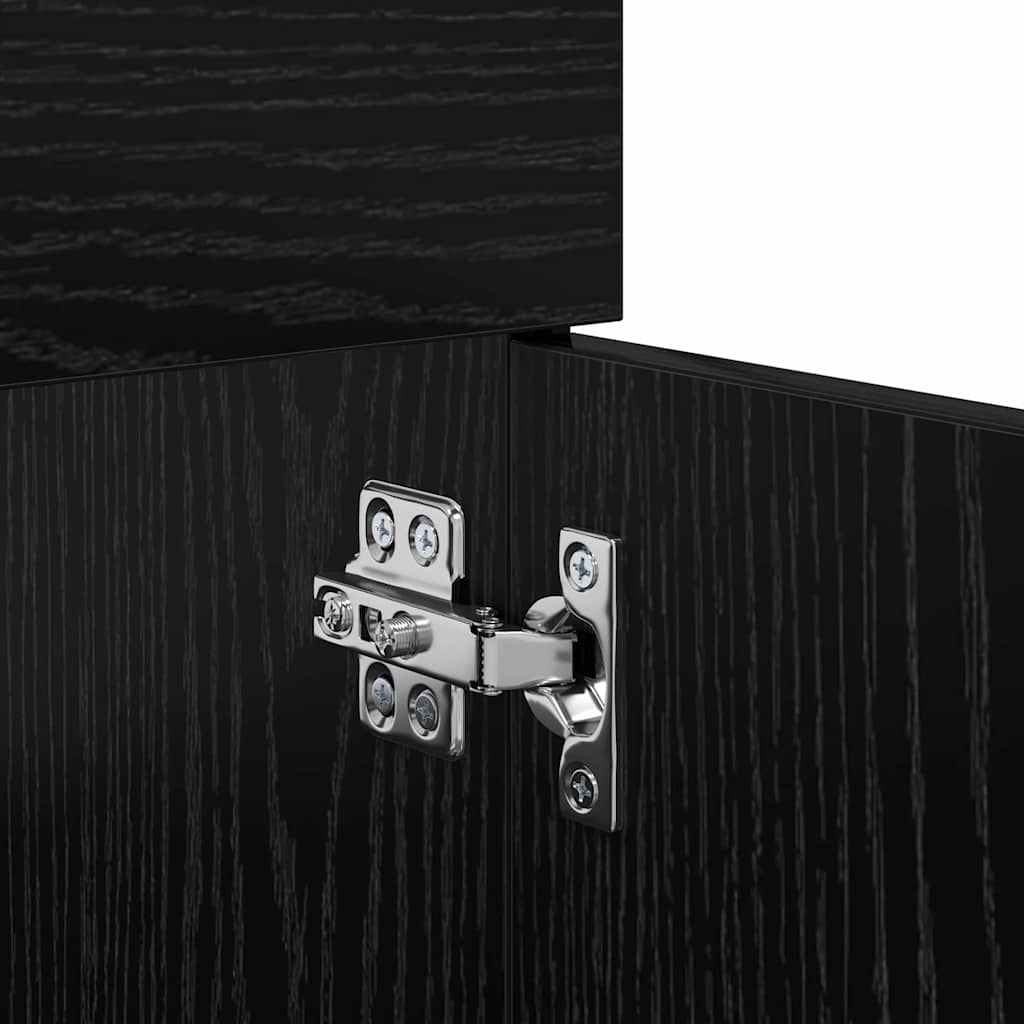 Diskbänksskåp med lagring med dörr Svart Ek Konstruerat trä