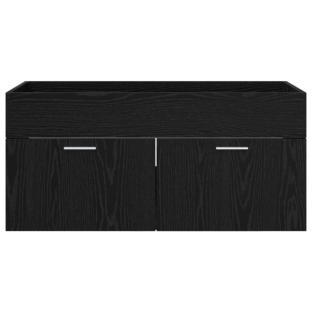 Diskbänksskåp med lagring med dörr Svart Ek Konstruerat trä