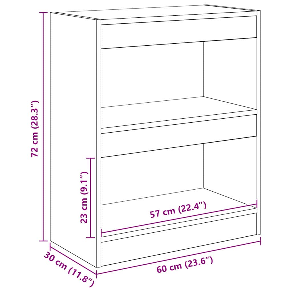 Bokskåp Svart Ek 60 x 30 x 72 cm Konstruerat trä