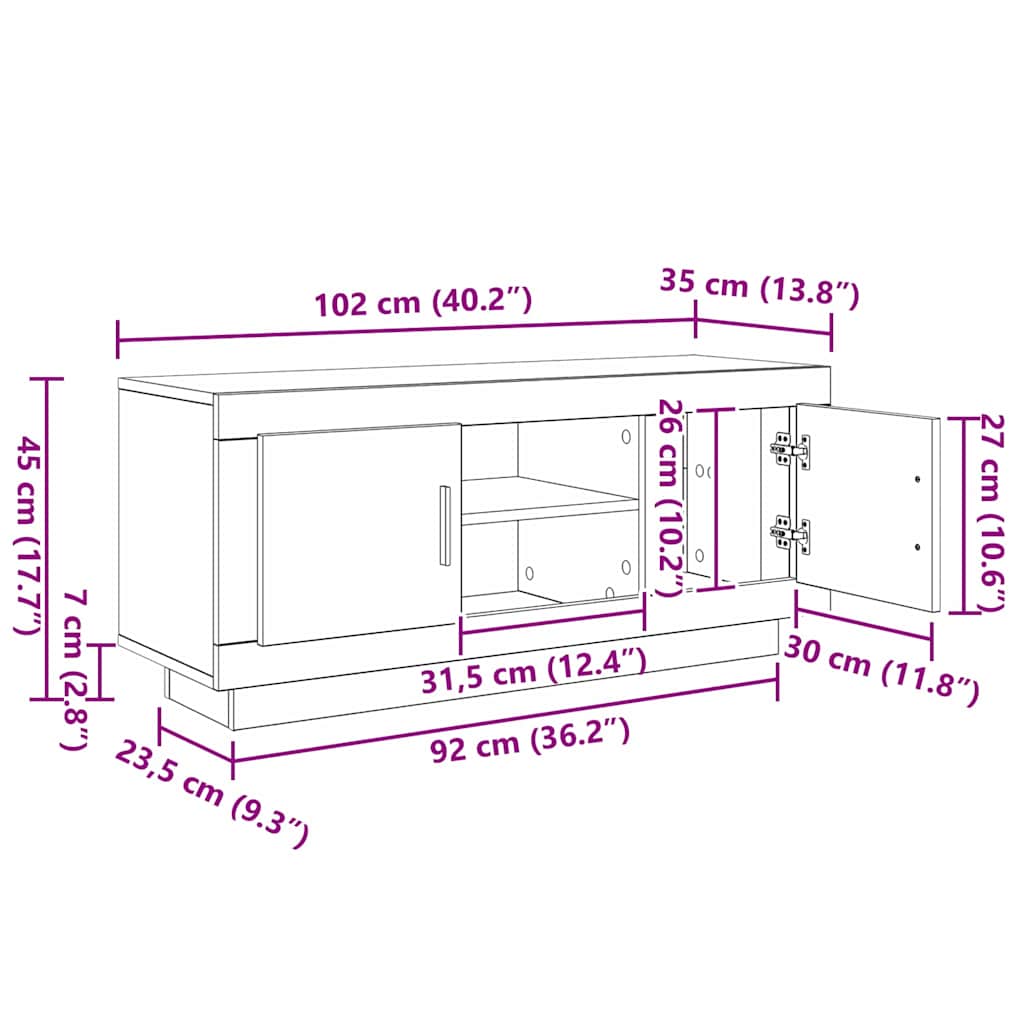 TV-skåp Artisan Ek 102 x 35 x 45 cm Konstruerat trä