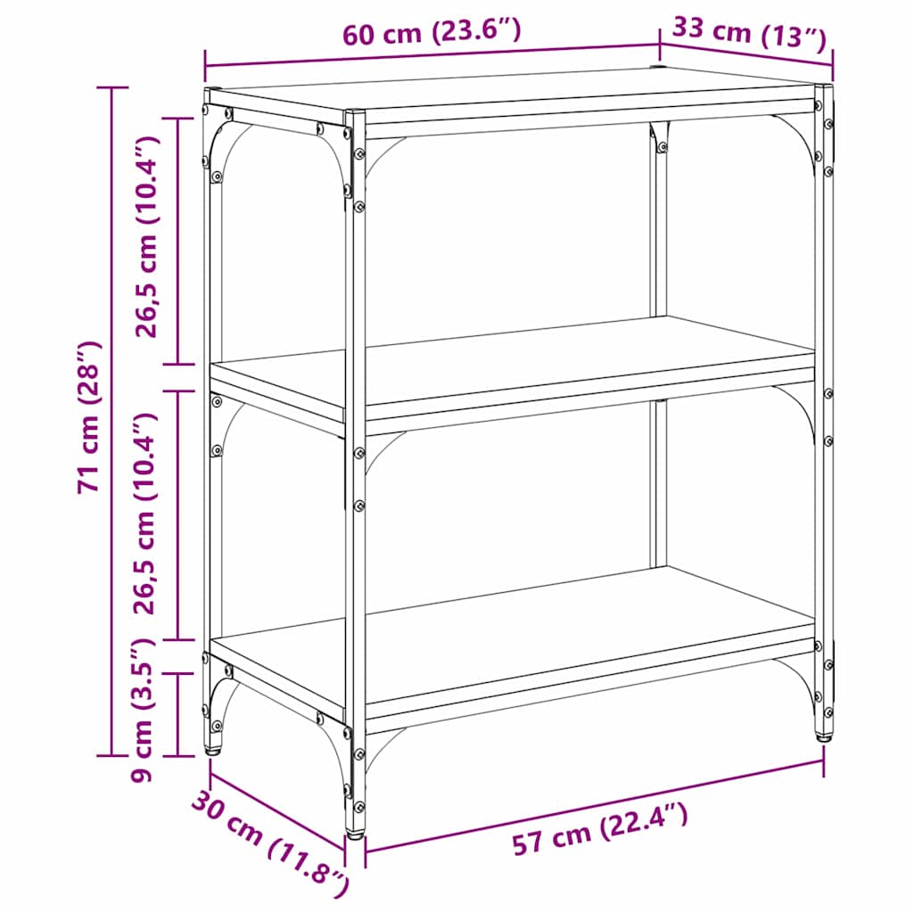 Bokskåp artisan ek 60 x 33 x 70,5 cm Konstruerat trä och järn