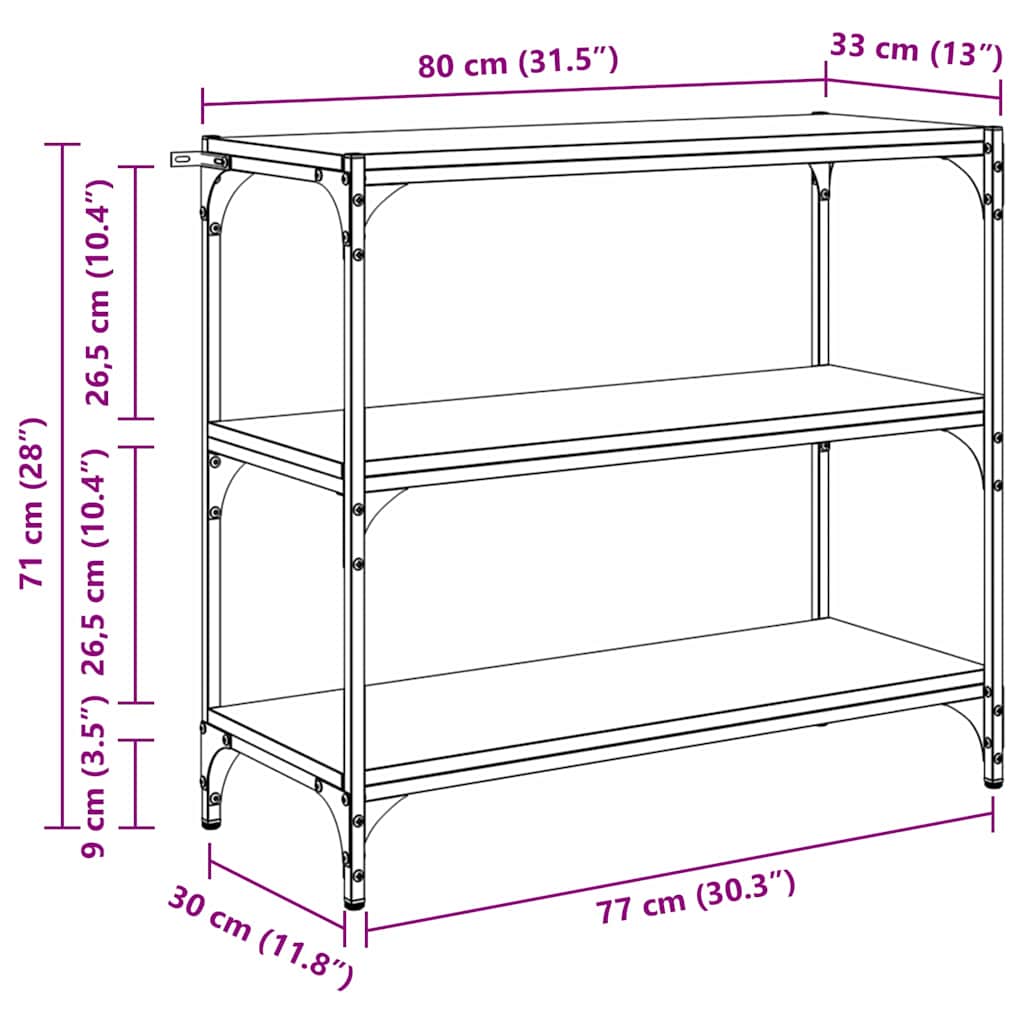 Bokskåp Gammalt trä 80 x 33 x 70,5 cm Konstruerat trä och järn