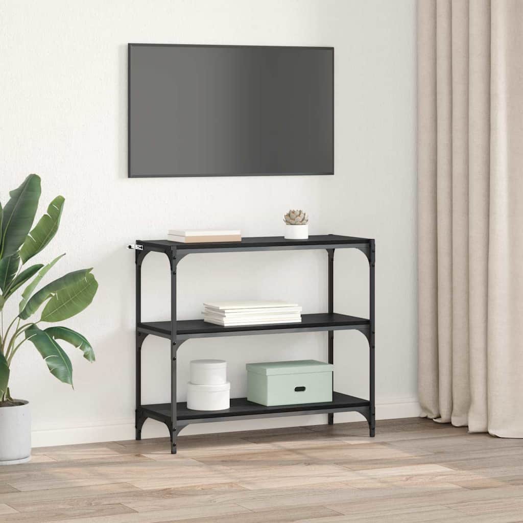 Bokskåp Svart Ek 80 x 33 x 70,5 cm Konstruerat trä och järn