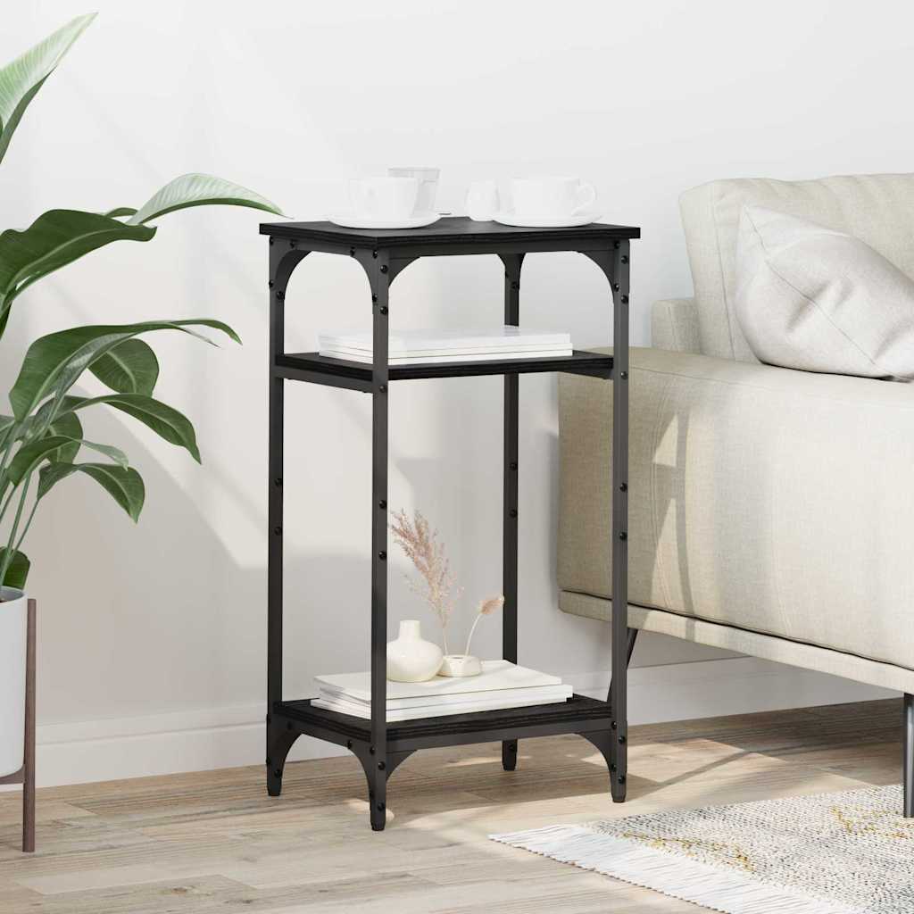 Sidobord med hylla Svart Ek 40 x 30 x 75 cm Konstruerat trä