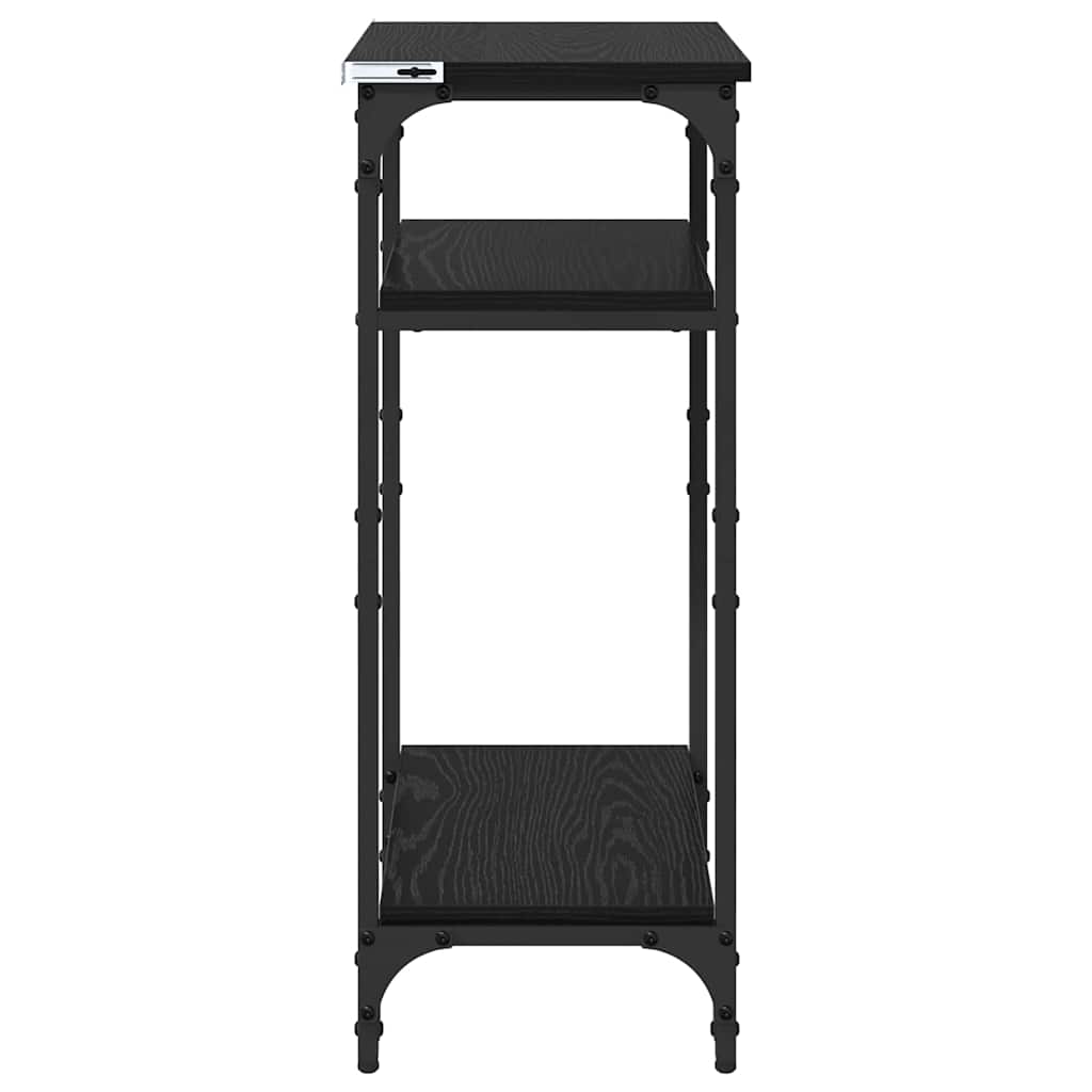 Sidobord med hylla Svart Ek 40 x 30 x 75 cm Konstruerat trä