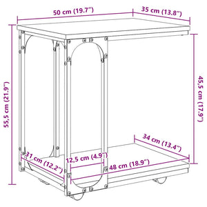 Sidobord med hjul Gammalt trä 50 x 35 x 55.5 cm Konstruerat trä