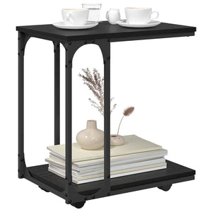 Sidobord med hylla Svart Ek 50 x 35 x 55.5 cm Konstruerat trä