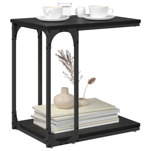 Sidobord med hylla Svart Ek 50 x 35 x 52 cm Konstruerat trä