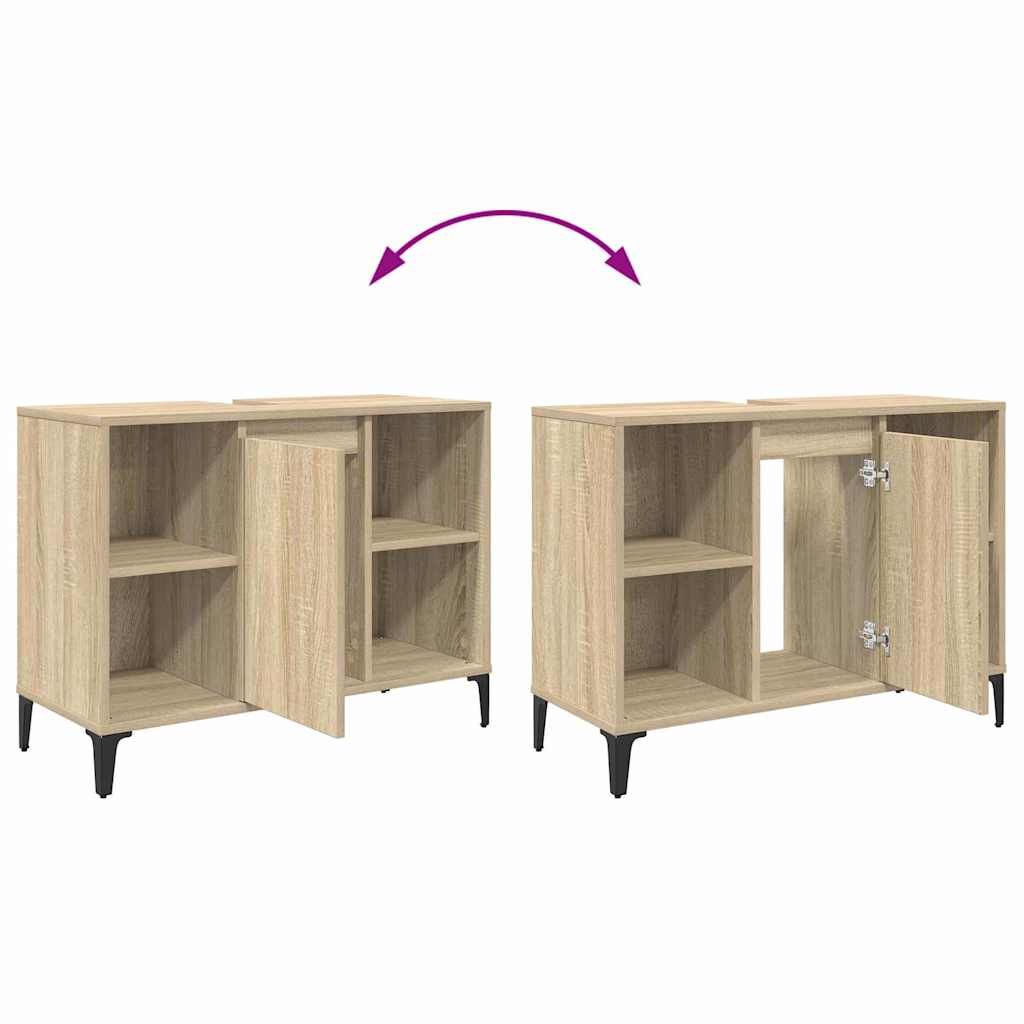 Diskbänksskåp med hylla med lagring Sonoma-ek 80 x 33 x 60 cm