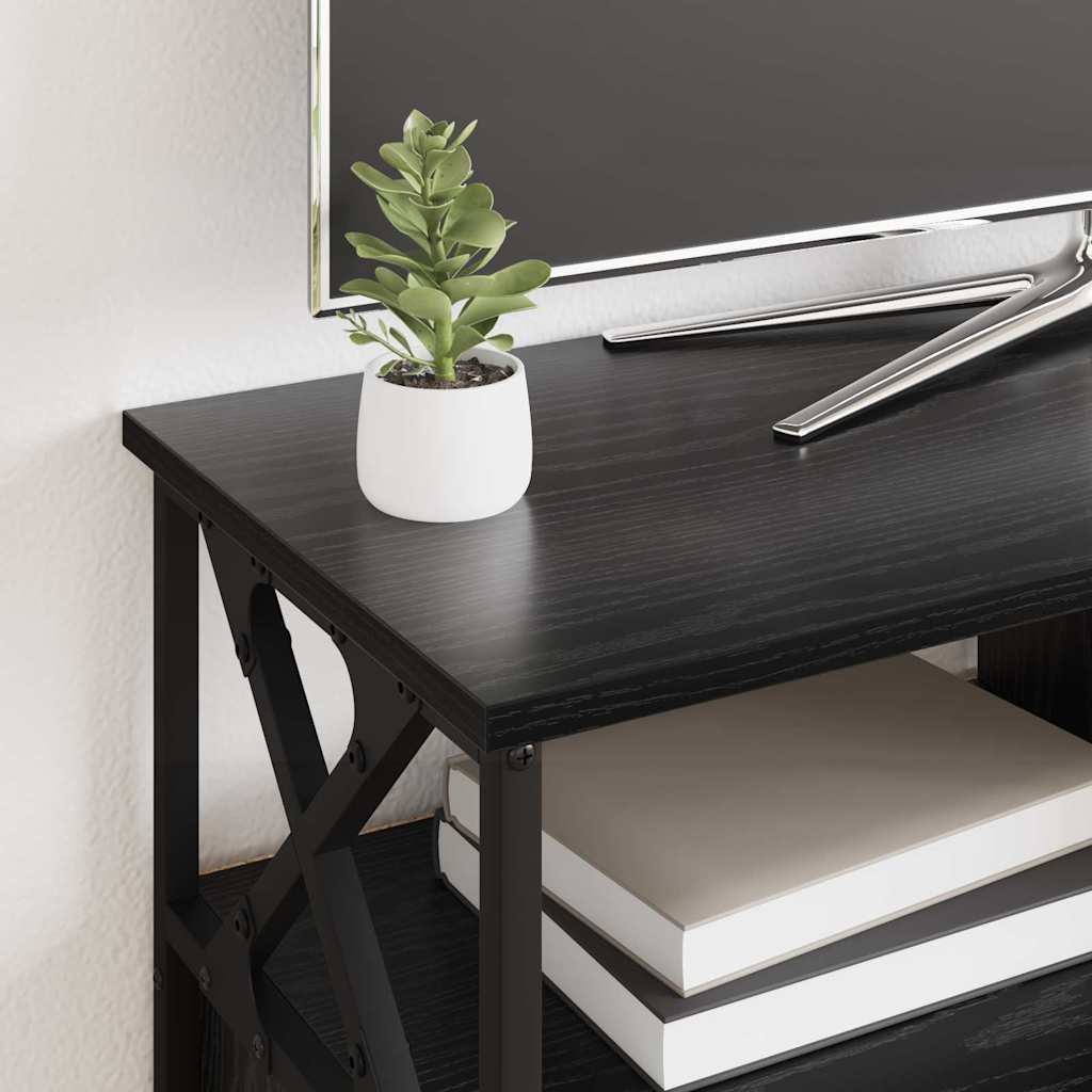 TV-skåp Svart Ek 90 x 33 x 45 cm Konstruerat trä och stål