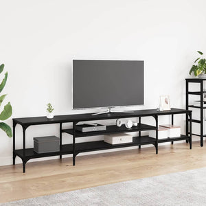 TV-skåp Svart Ek 201 x 35 x 45 cm Konstruerat trä och järn