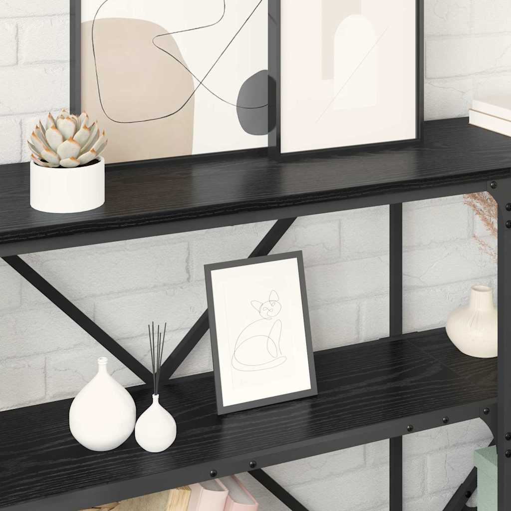 Konsolbord med hylla Svart Ek 180 x 30 x 75 cm Konstruerat trä