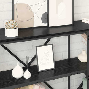 Konsolbord med hylla Svart Ek 180 x 30 x 75 cm Konstruerat trä