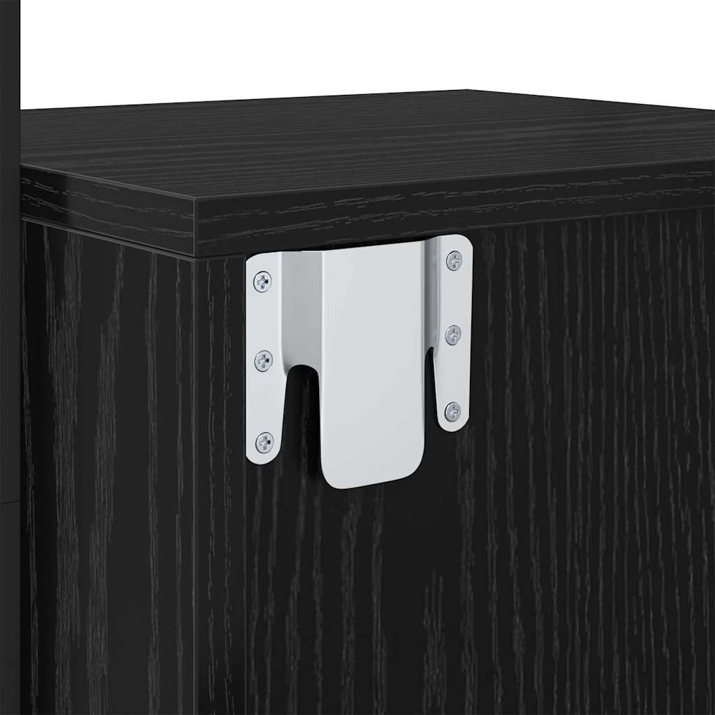 Nattduksbord med låda Svart Ek 35 x 30 x 51 cm Konstruerat trä