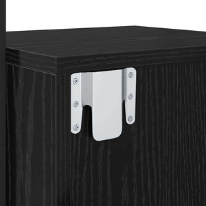 Nattduksbord med låda Svart Ek 35 x 30 x 51 cm Konstruerat trä