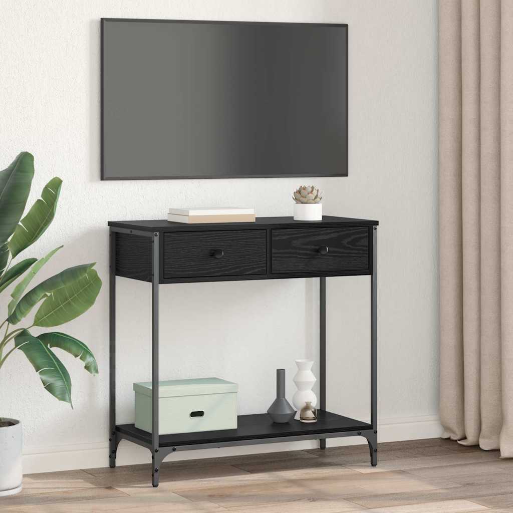 Konsolbord med låda Svart Ek 75 x 34,5 x 75 cm Konstruerat trä