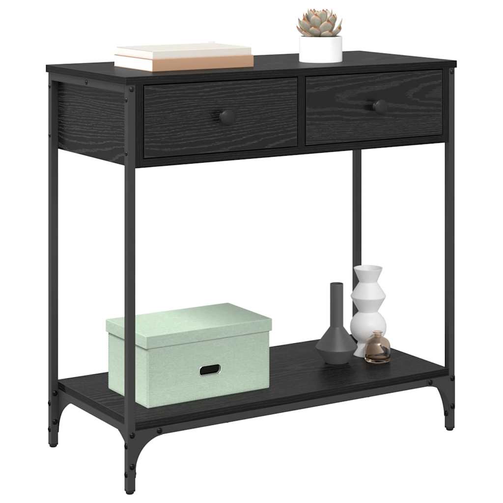 Konsolbord med låda Svart Ek 75 x 34,5 x 75 cm Konstruerat trä