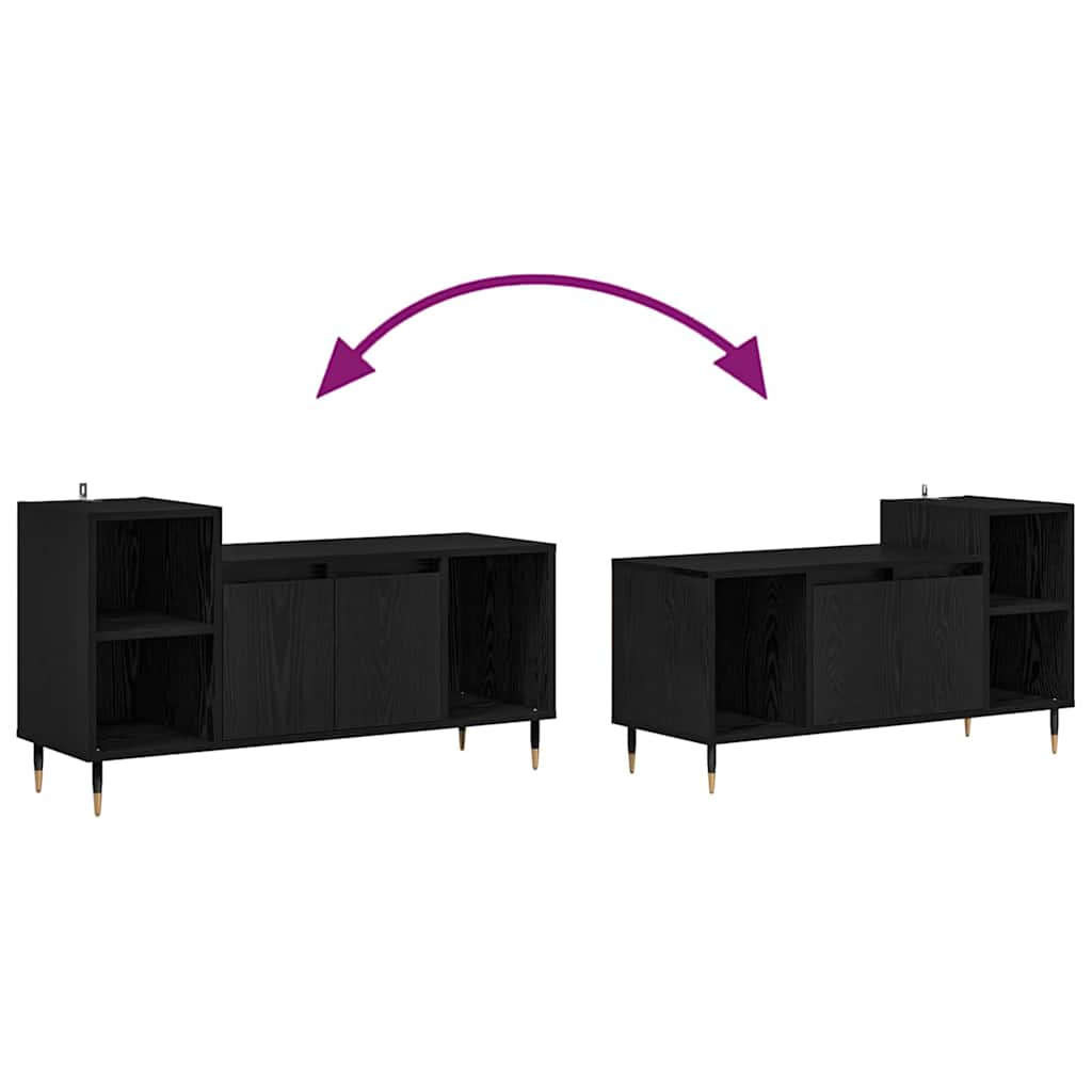 TV-skåp Svart Ek 100 x 35 x 55 cm Konstruerat trä